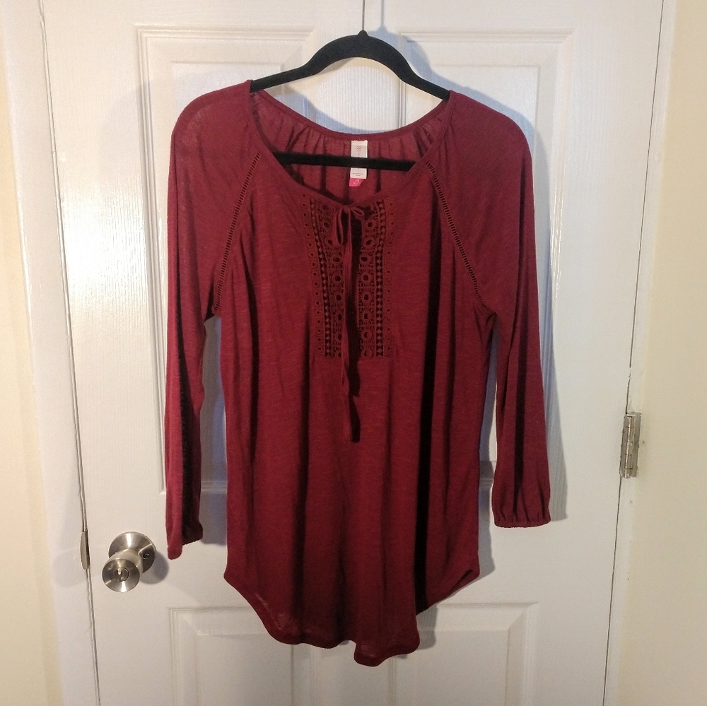 No Boundaries - Maroon Shirt Semi-Sheer